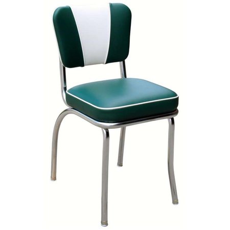 RICHARDSON SEATING CORP Richardson Seating Corp 4220GRN 4220 V -Back Diner Chair -Green-White- with 2 in. Box Seat  - Chrome 4220GRN